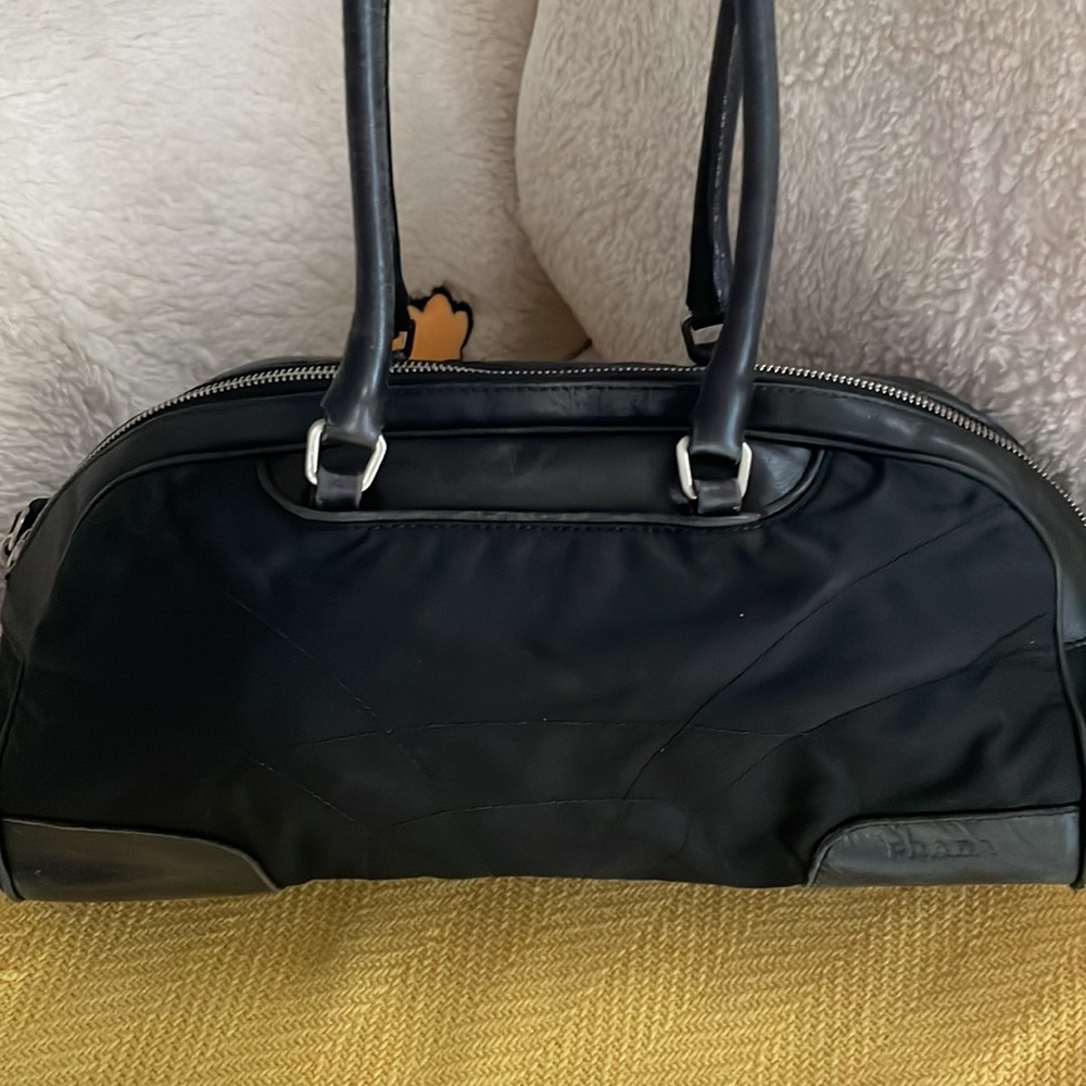PradaTessurto black nylon bag with leather trim and handle - Picture 13 of 17